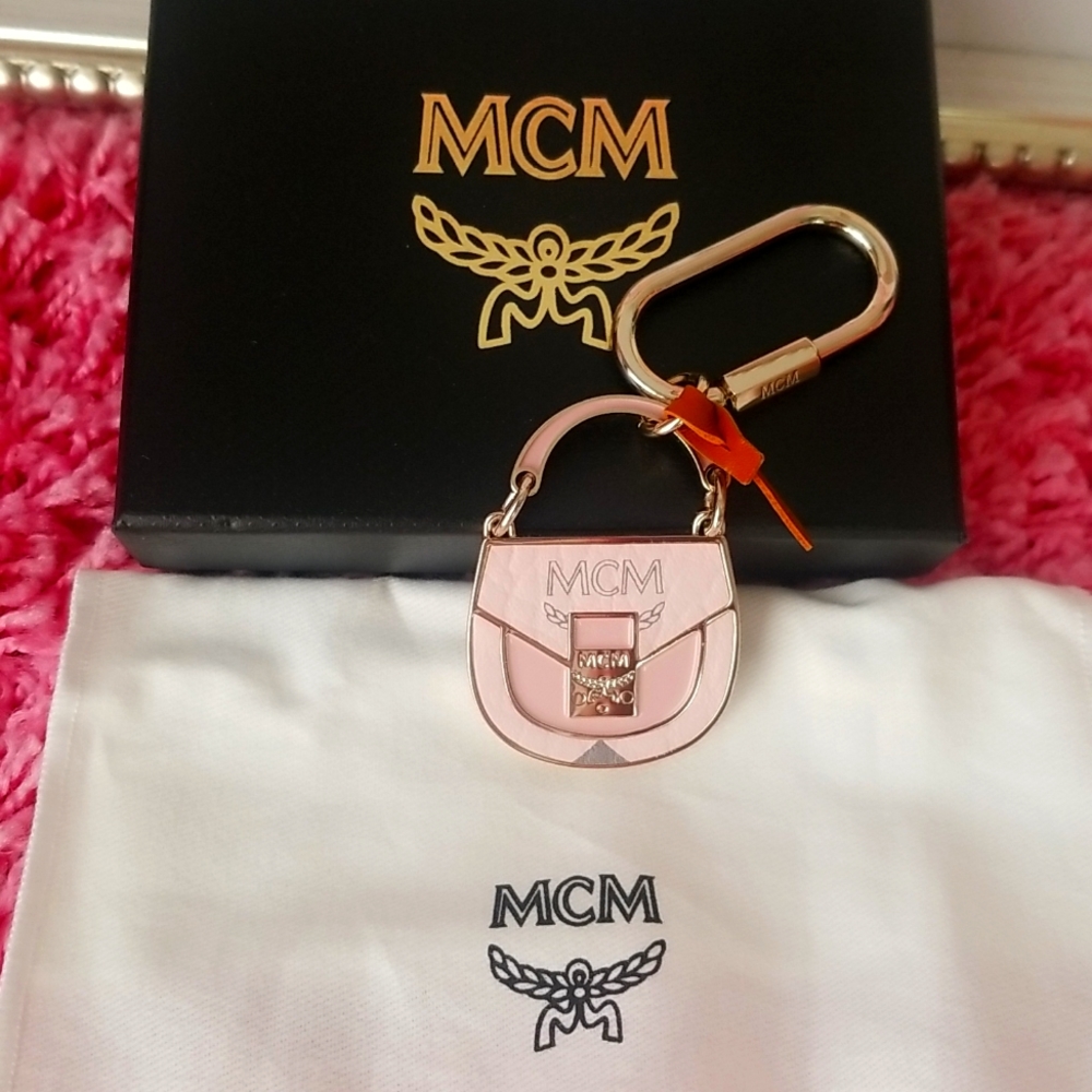 NIB. MCM Pink Bag Keychain or Bag Charm